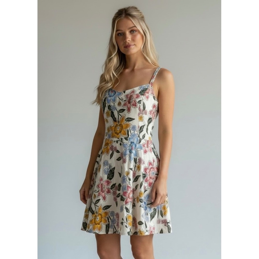 Old Navy Floral Cami Fit & Flare Dress Size Large Multi Colour Boho Sweetheart